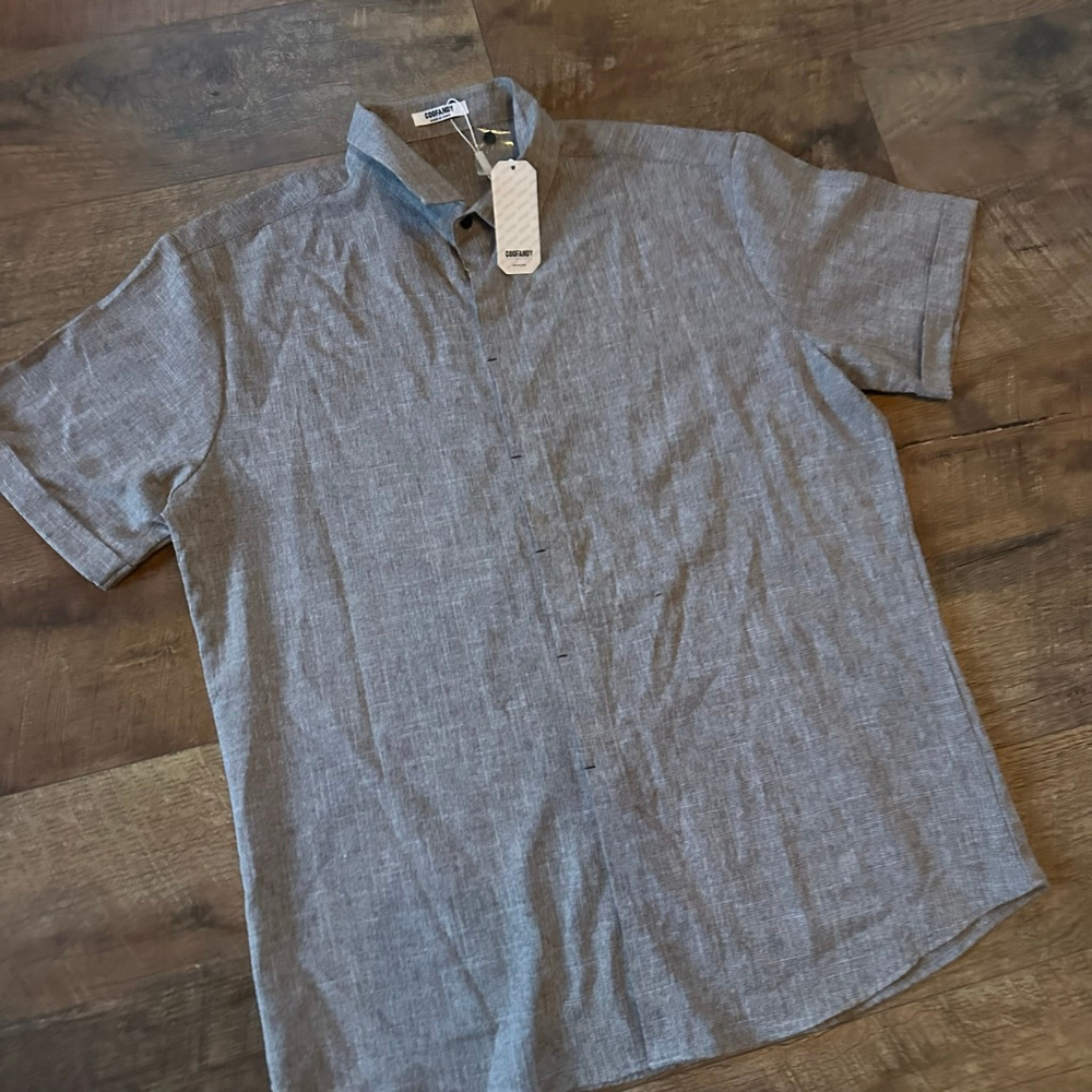 Men's COOFANDY Gray Casual Button Down Shirt L